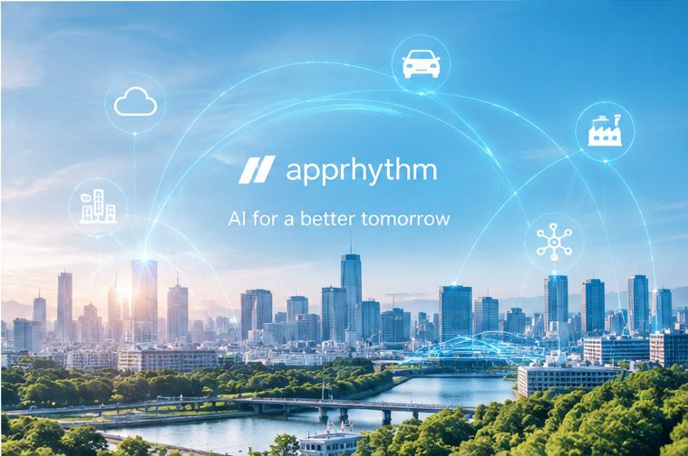 大阪の街並みとAIのネットワークを表現したアプリズムのキービジュアル「AI for a better tomorrow」